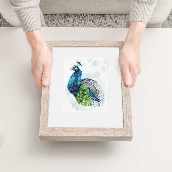 Watercolor Peacock Wall Art Illustration Print Poster Card Unframed - Picture 7 of 7